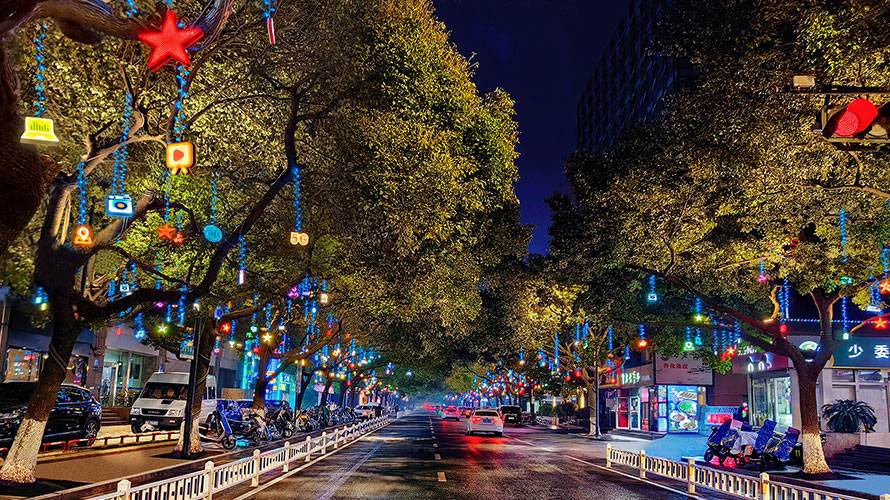 Wensan Road 3D-Printed Street Tree Lighting,Hangzhou
